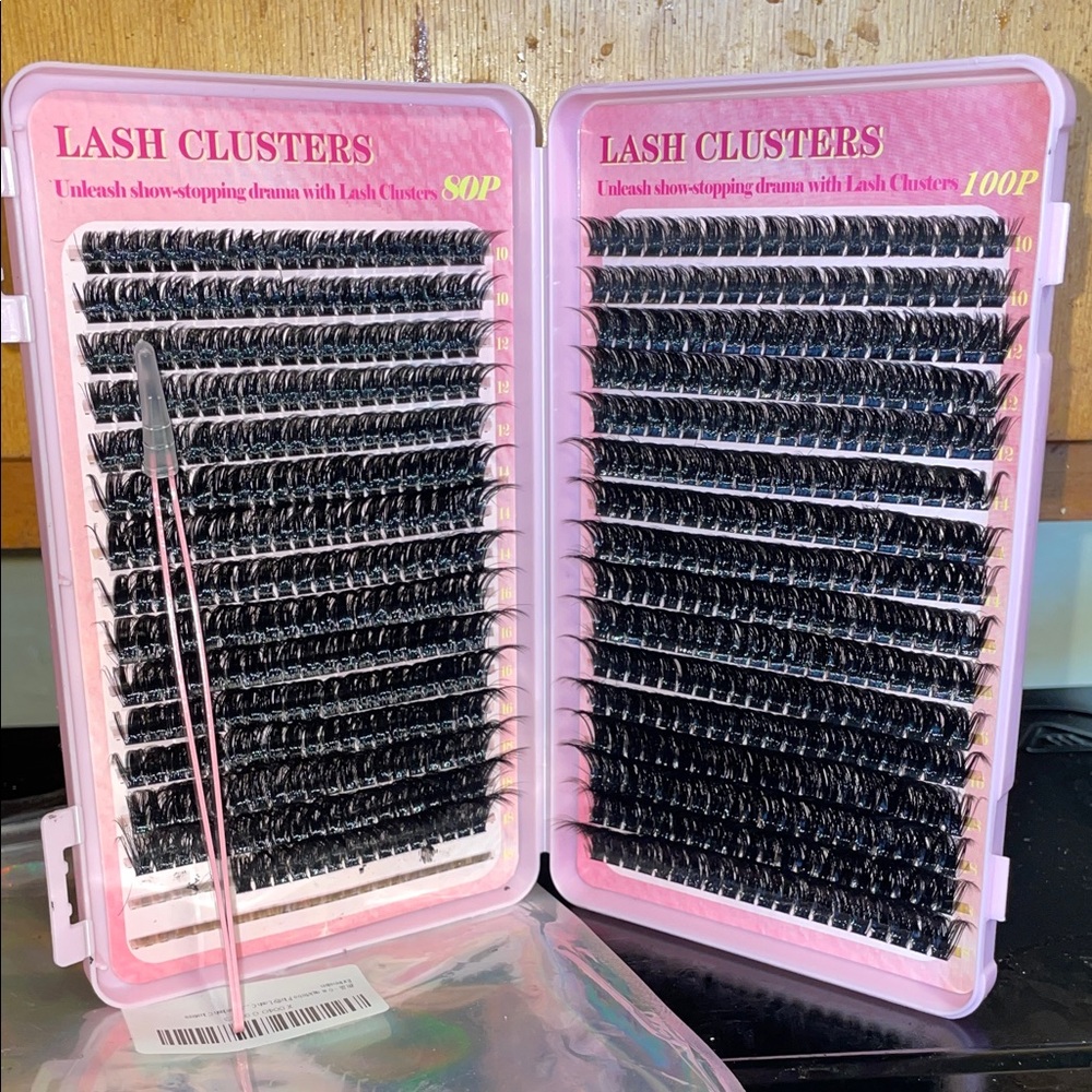 Lash Clusters Black Eyelash Set with Pink Case